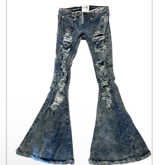 One Teaspoon Le Hunt Ziggys Ultra Flare Jeans NWT - Picture 1 of 3